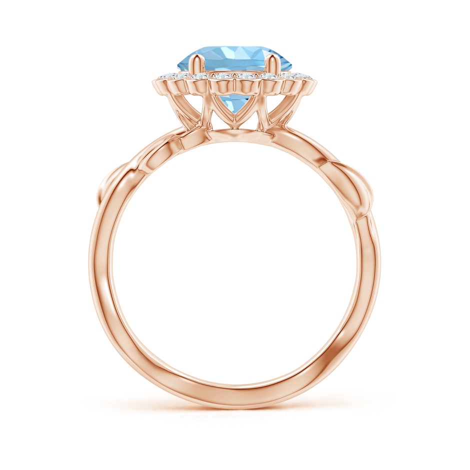 8mm AAAA Vintage Inspired Aquamarine Flower and Vine Ring in Rose Gold side-1