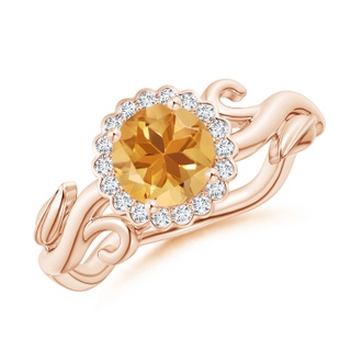 6mm A Vintage Inspired Citrine Flower and Vine Ring in Rose Gold