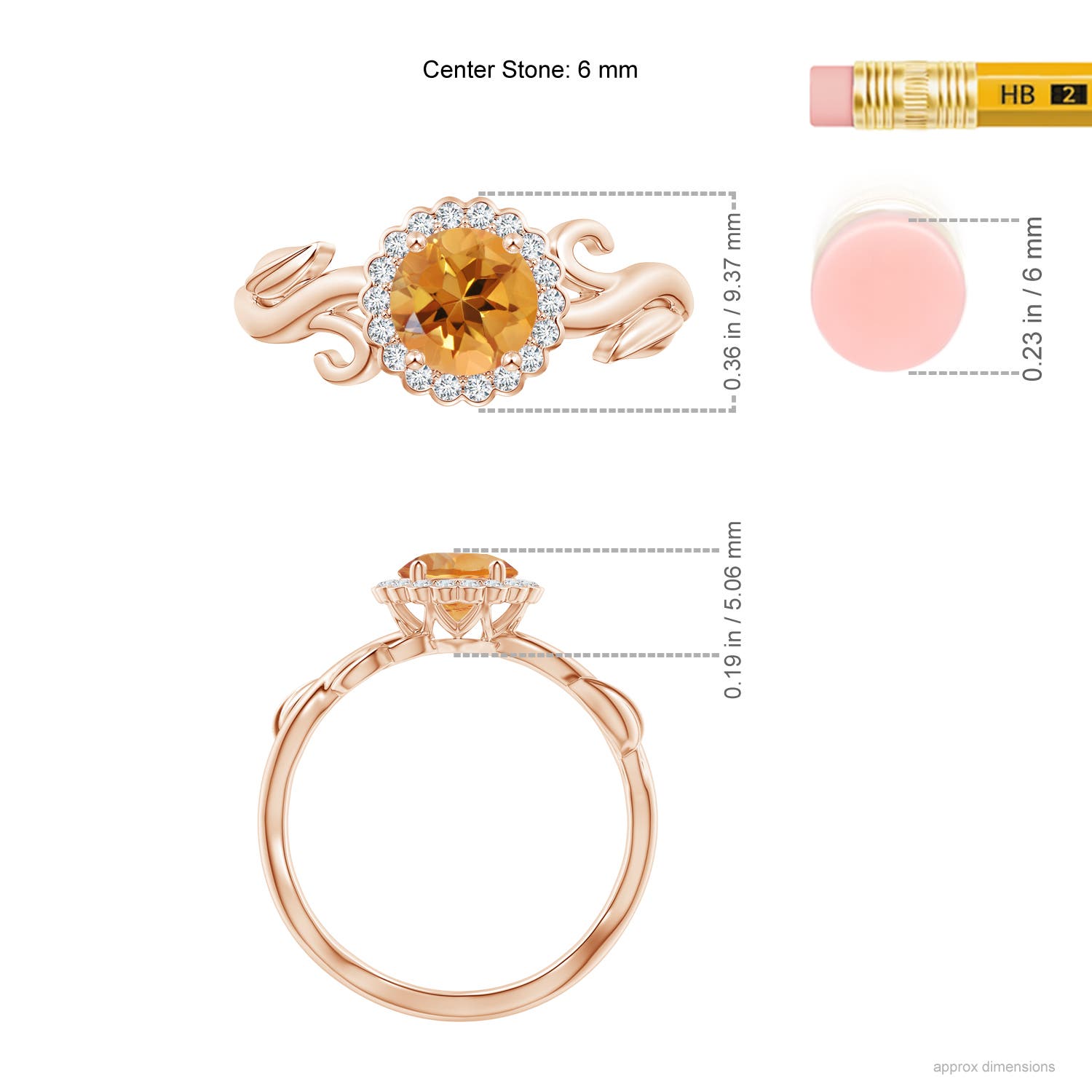 AA - Citrine / 0.81 CT / 14 KT Rose Gold