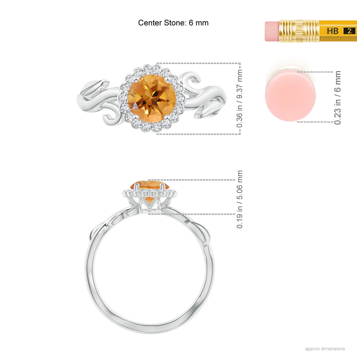 AA - Citrine / 0.81 CT / 14 KT White Gold