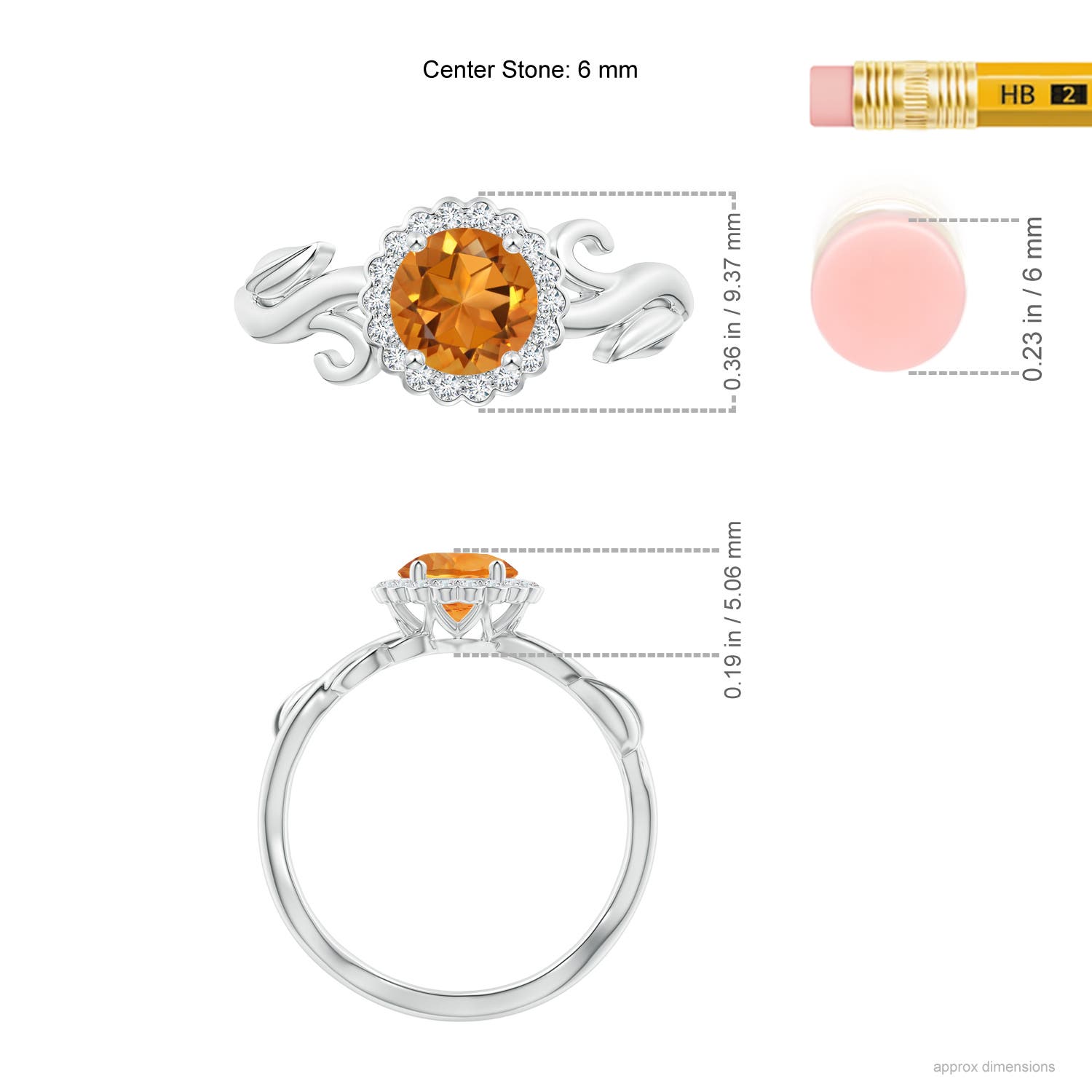 AAA - Citrine / 0.81 CT / 14 KT White Gold