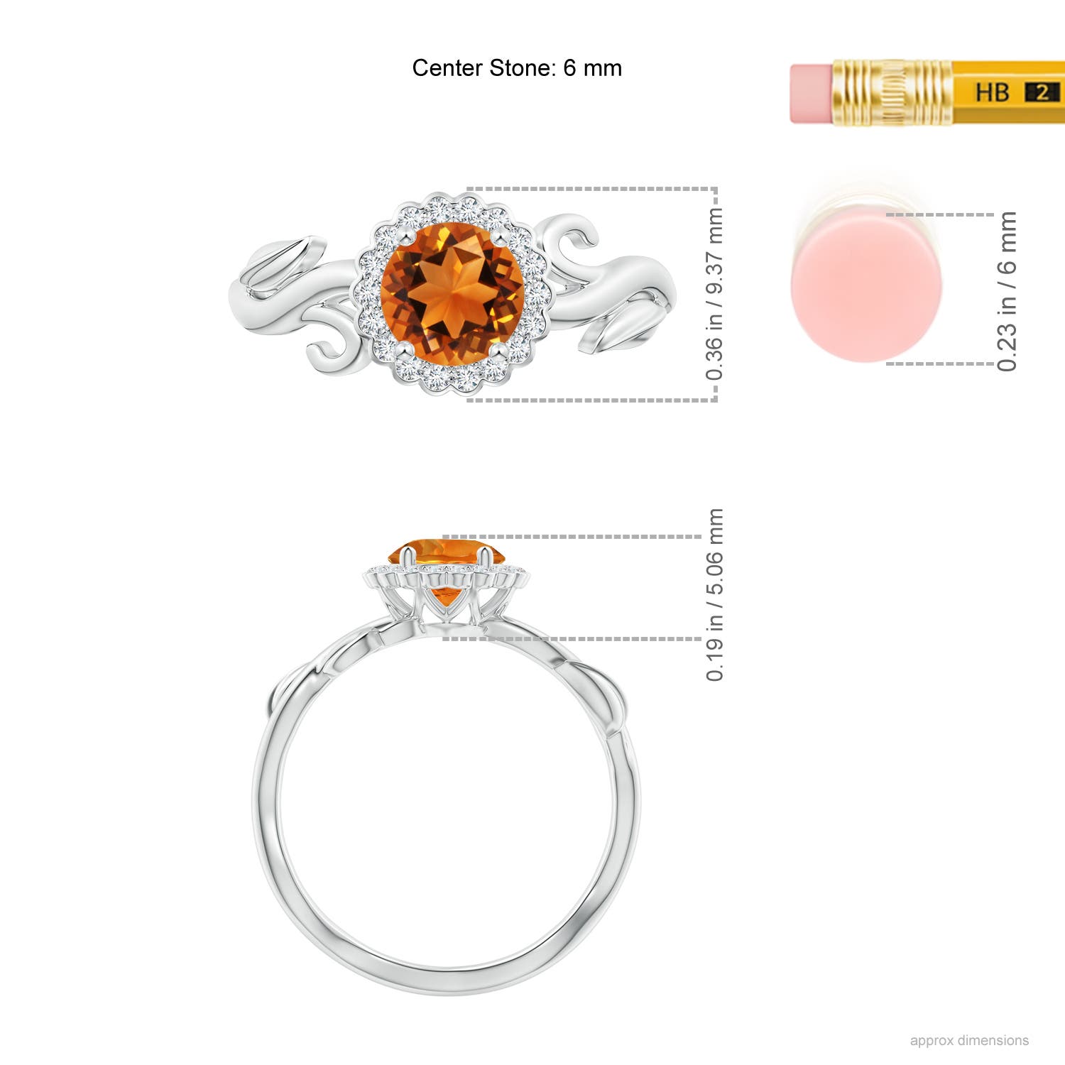 AAAA - Citrine / 0.81 CT / 14 KT White Gold