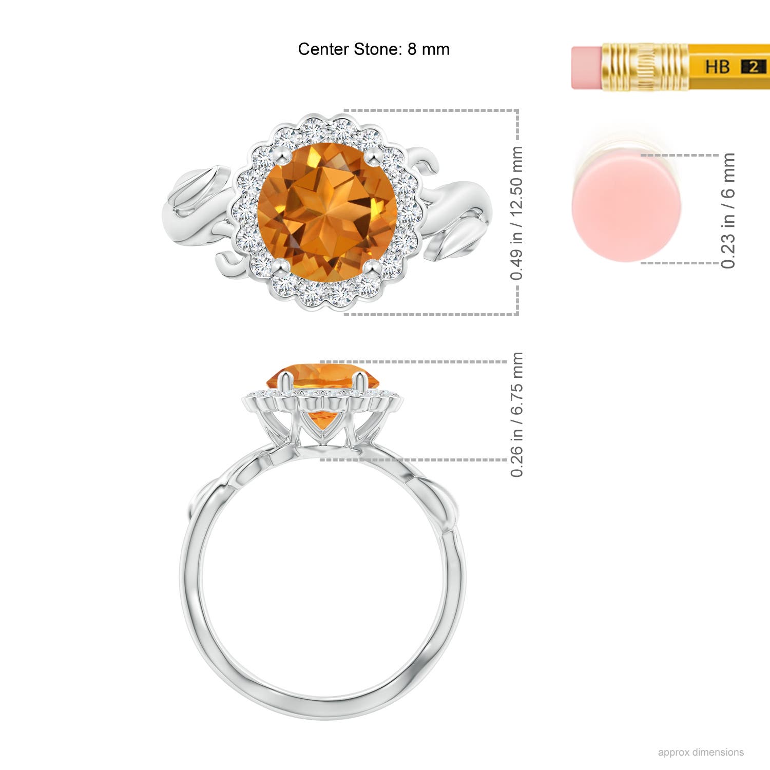 AAA - Citrine / 1.95 CT / 14 KT White Gold