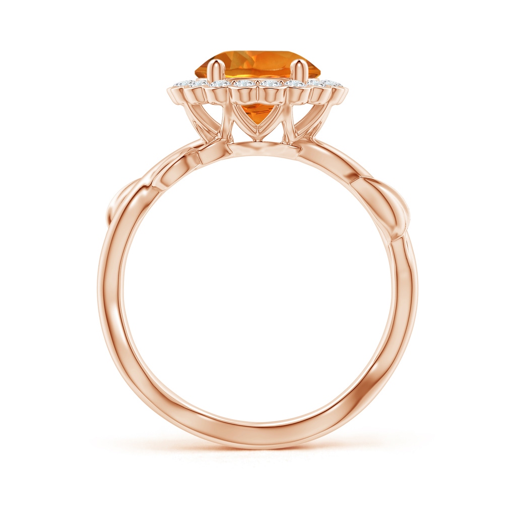 8mm AAAA Vintage Inspired Citrine Flower and Vine Ring in Rose Gold Side-1