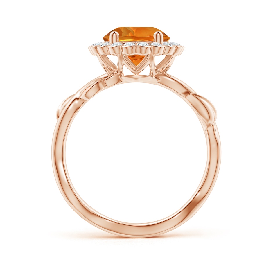 8mm AAAA Vintage Inspired Citrine Flower and Vine Ring in Rose Gold side-1