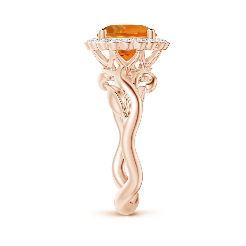 8mm AAAA Vintage Inspired Citrine Flower and Vine Ring in Rose Gold Side-2