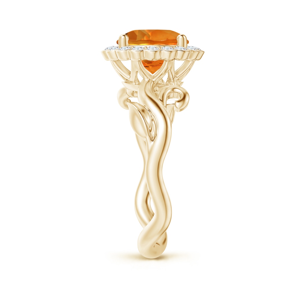 8mm AAAA Vintage Inspired Citrine Flower and Vine Ring in Yellow Gold Side-2