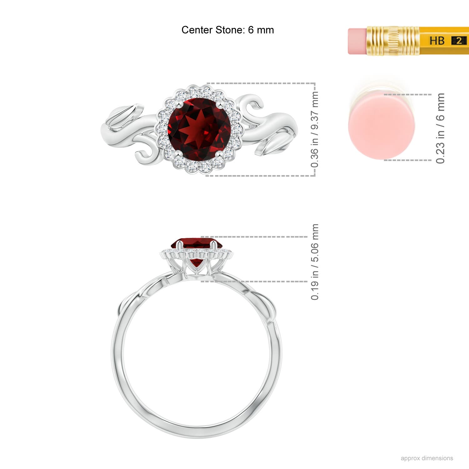 AAA - Garnet / 1.22 CT / 14 KT White Gold