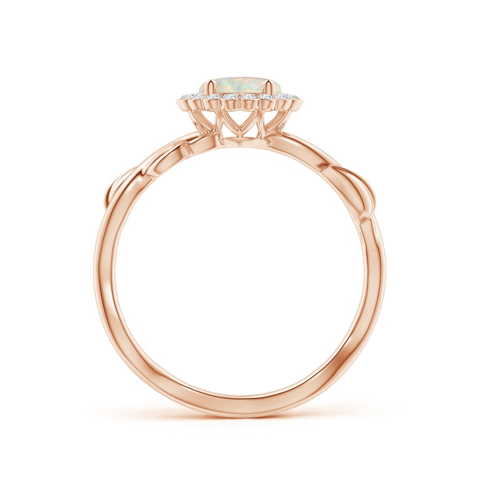 6mm AAA Vintage Inspired Opal Flower and Vine Ring in Rose Gold side-1