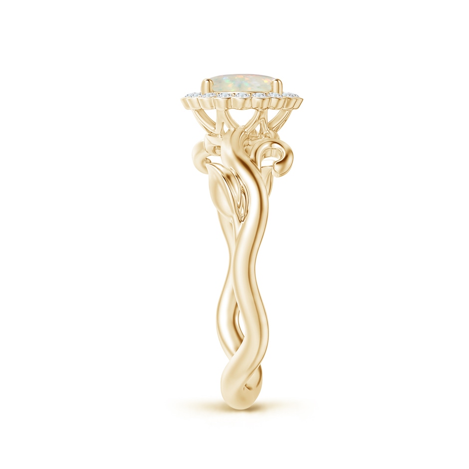 6mm AAA Vintage Inspired Opal Flower and Vine Ring in Yellow Gold side-2