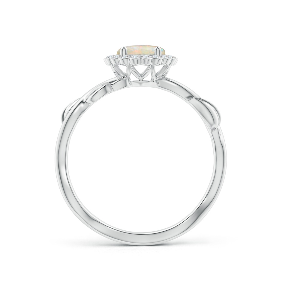 6mm AAAA Vintage Inspired Opal Flower and Vine Ring in White Gold side-1