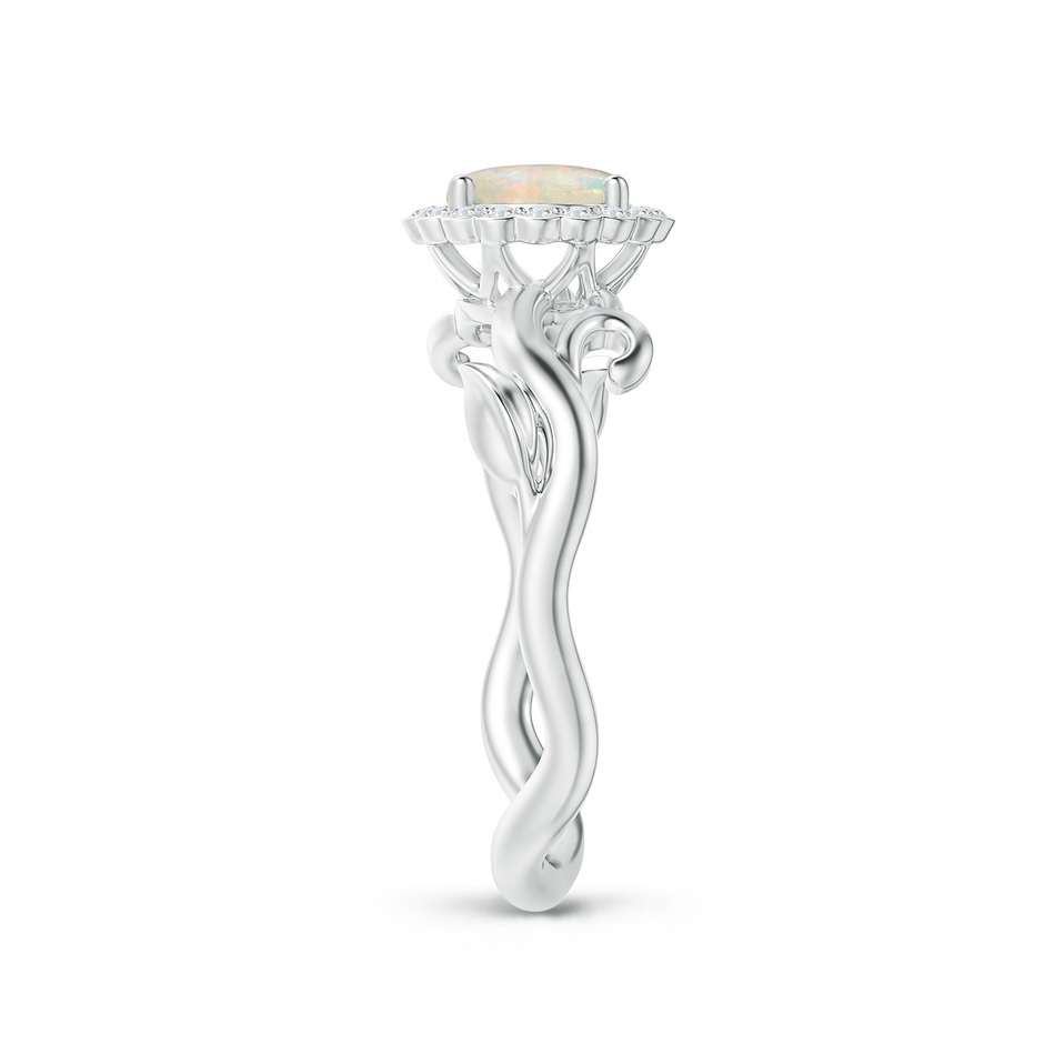 6mm AAAA Vintage Inspired Opal Flower and Vine Ring in White Gold side-2
