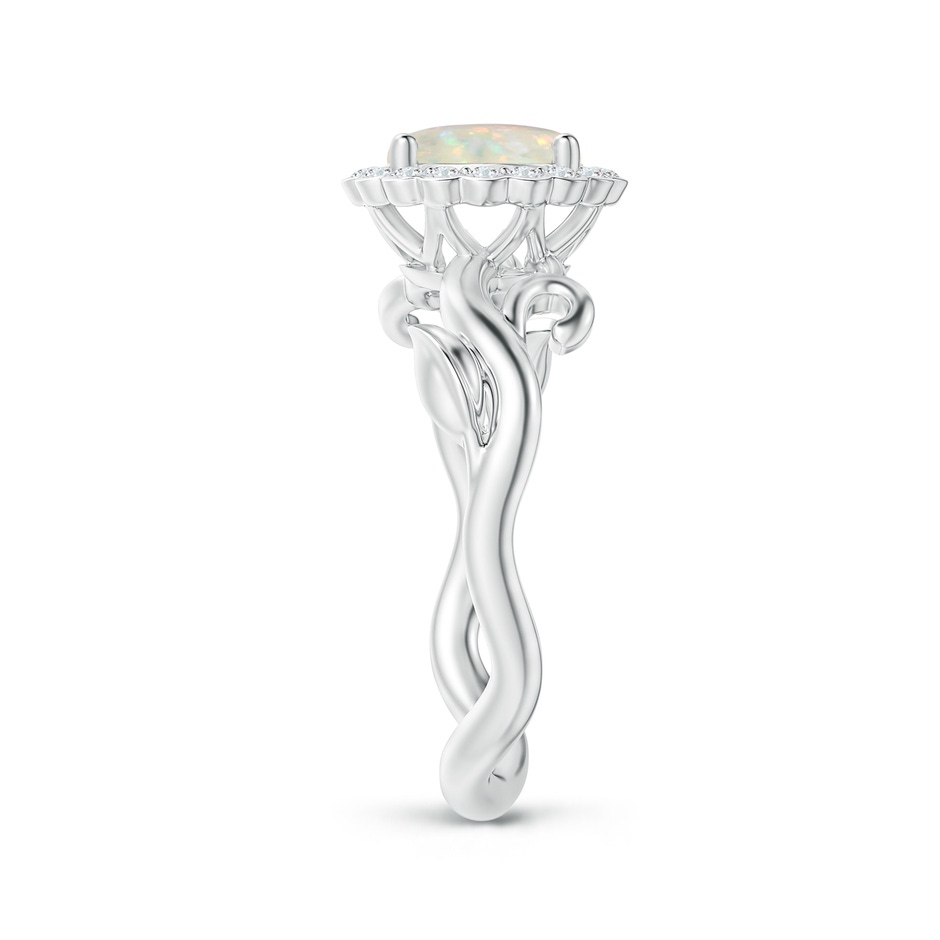 7mm AAA Vintage Inspired Opal Flower and Vine Ring in White Gold side-2