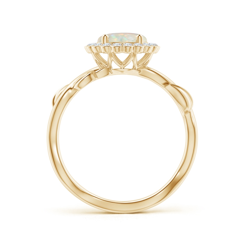 7mm AAA Vintage Inspired Opal Flower and Vine Ring in Yellow Gold side-1