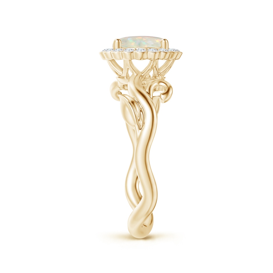 7mm AAA Vintage Inspired Opal Flower and Vine Ring in Yellow Gold side-2