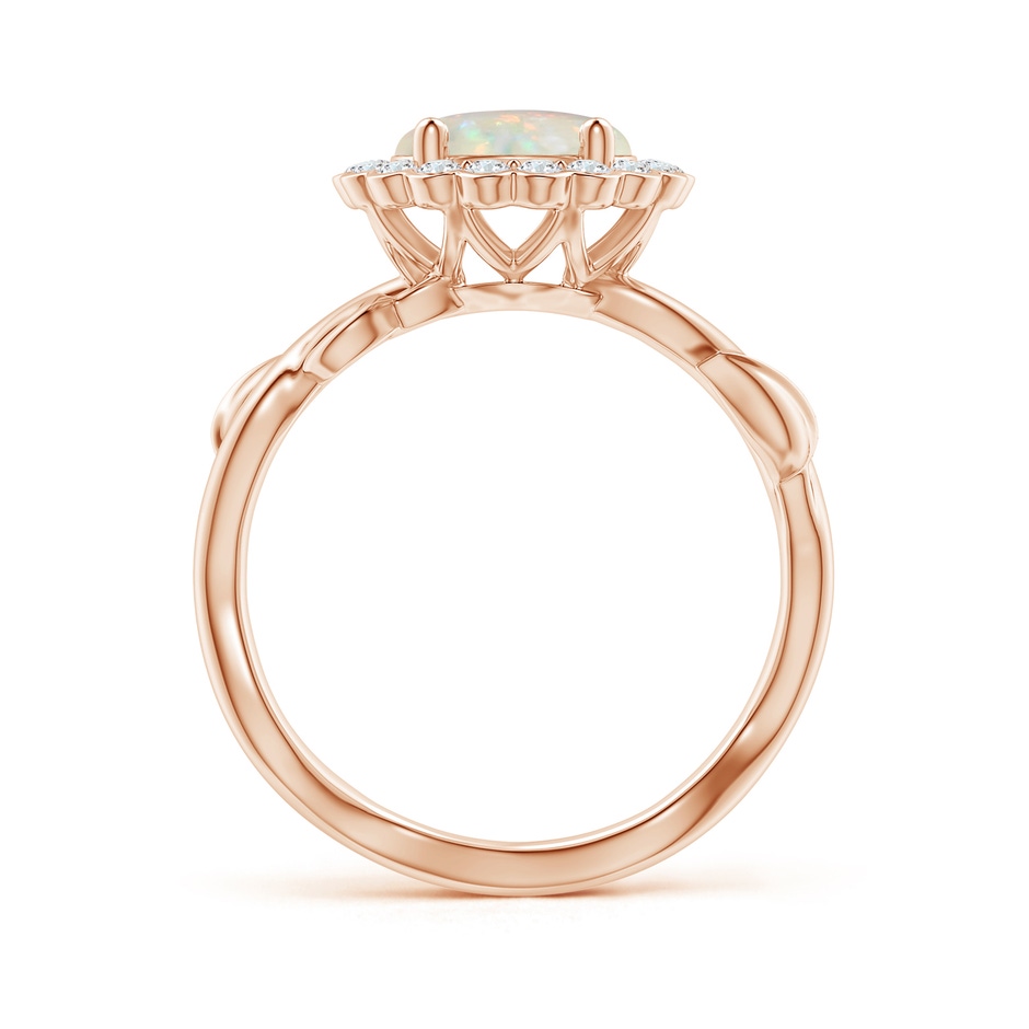 8mm AAA Vintage Inspired Opal Flower and Vine Ring in Rose Gold side-1
