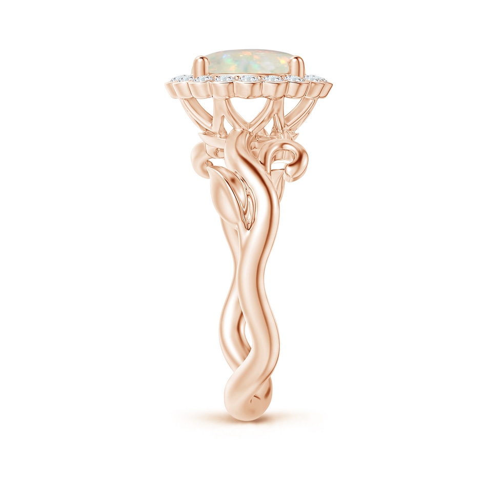 8mm AAA Vintage Inspired Opal Flower and Vine Ring in Rose Gold side-2