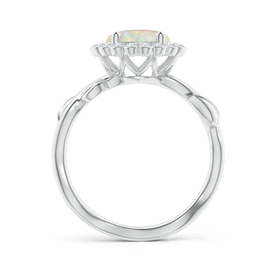 8mm AAA Vintage Inspired Opal Flower and Vine Ring in White Gold side-1
