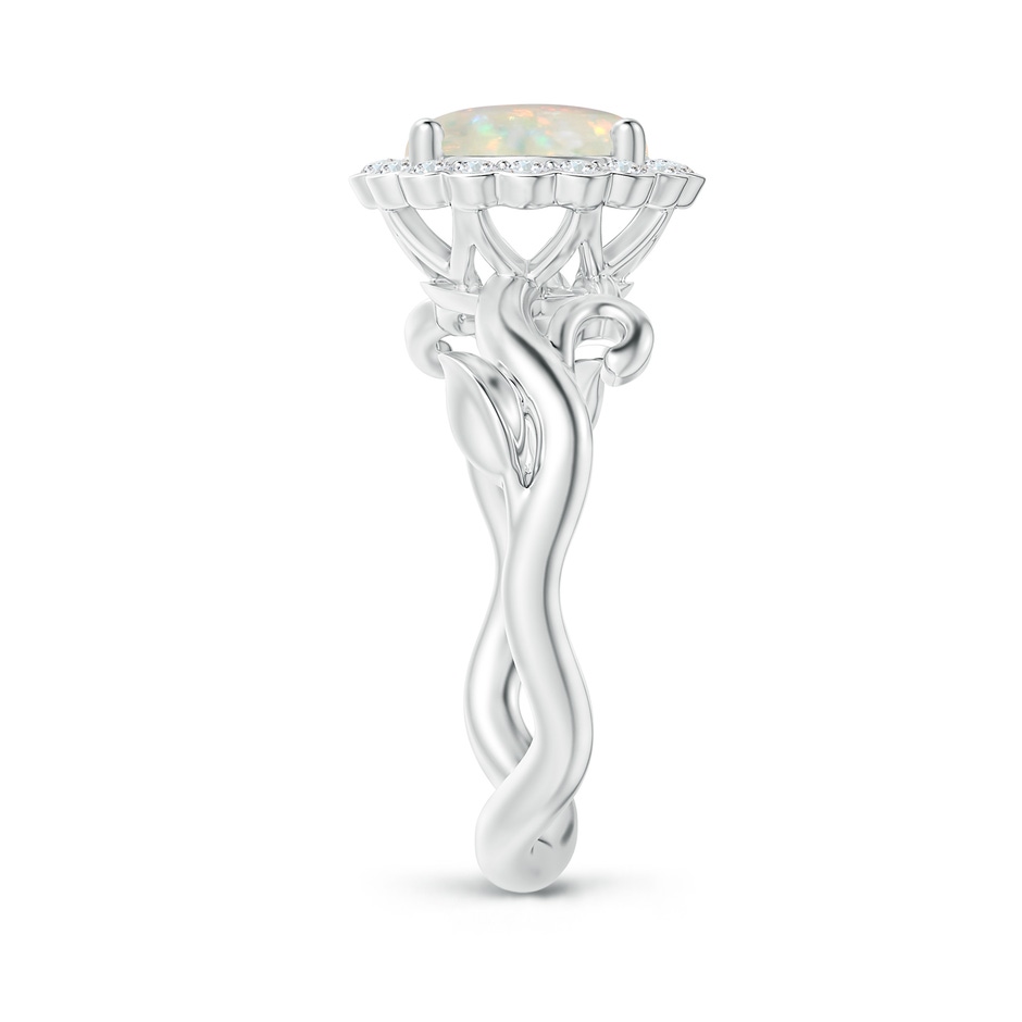8mm AAA Vintage Inspired Opal Flower and Vine Ring in White Gold side-2