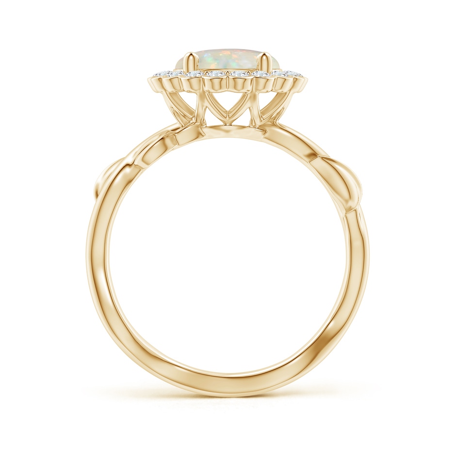 8mm AAA Vintage Inspired Opal Flower and Vine Ring in Yellow Gold side-1