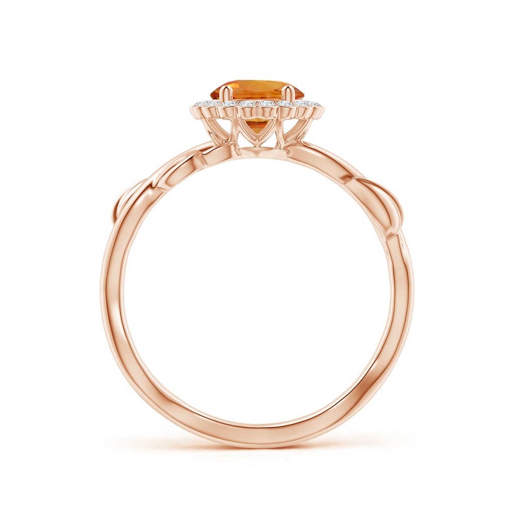 6mm AAA Vintage Inspired Orange Sapphire Flower and Vine Ring in Rose Gold Side-1