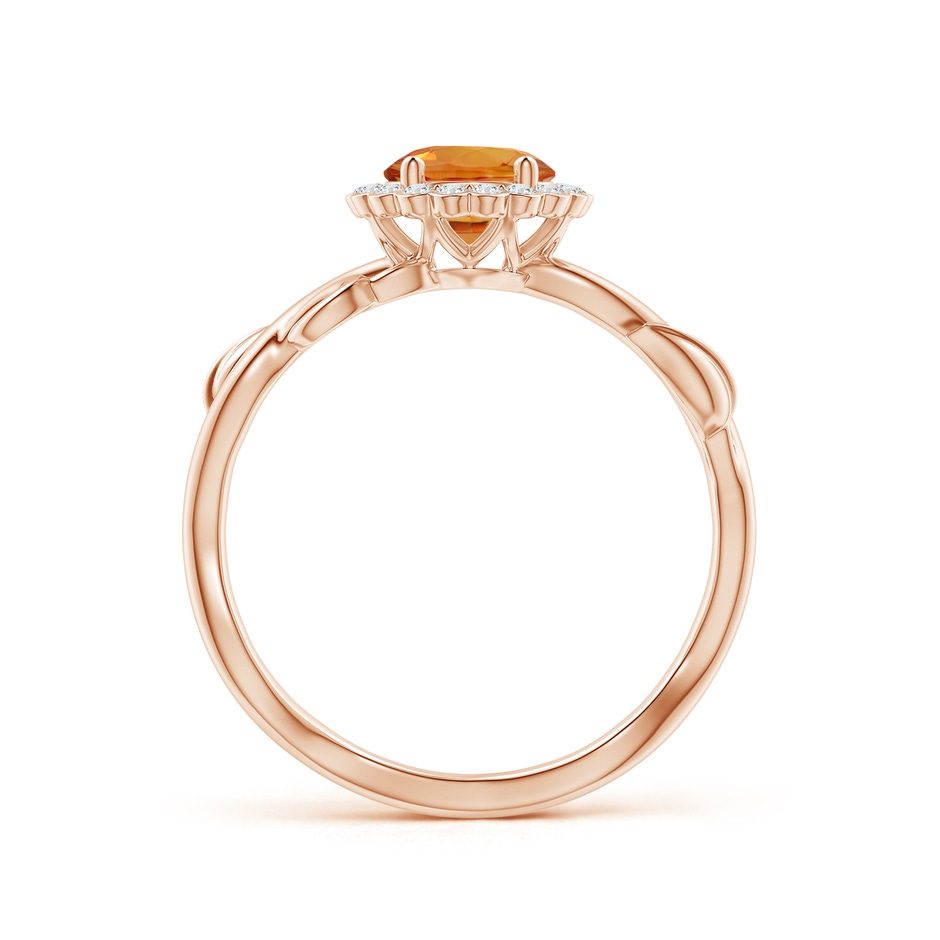 6mm AAA Vintage Inspired Orange Sapphire Flower and Vine Ring in Rose Gold side-1