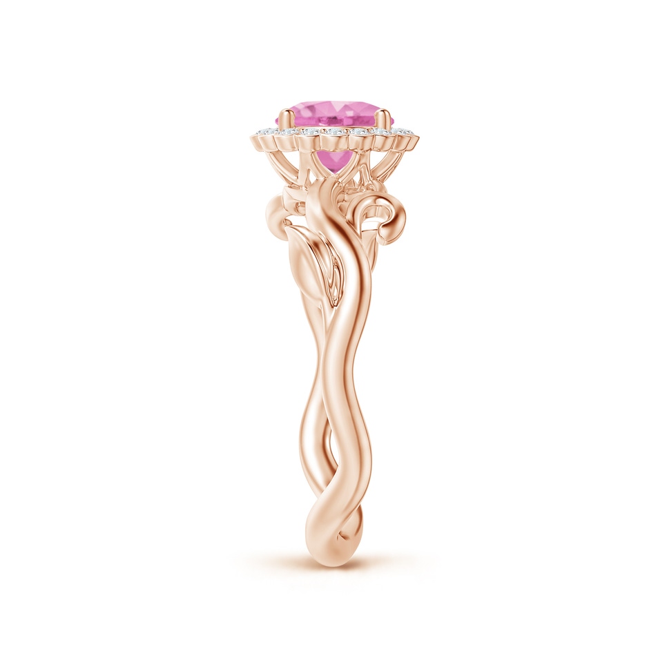 6mm A Vintage Inspired Pink Sapphire Flower and Vine Ring in Rose Gold side-2
