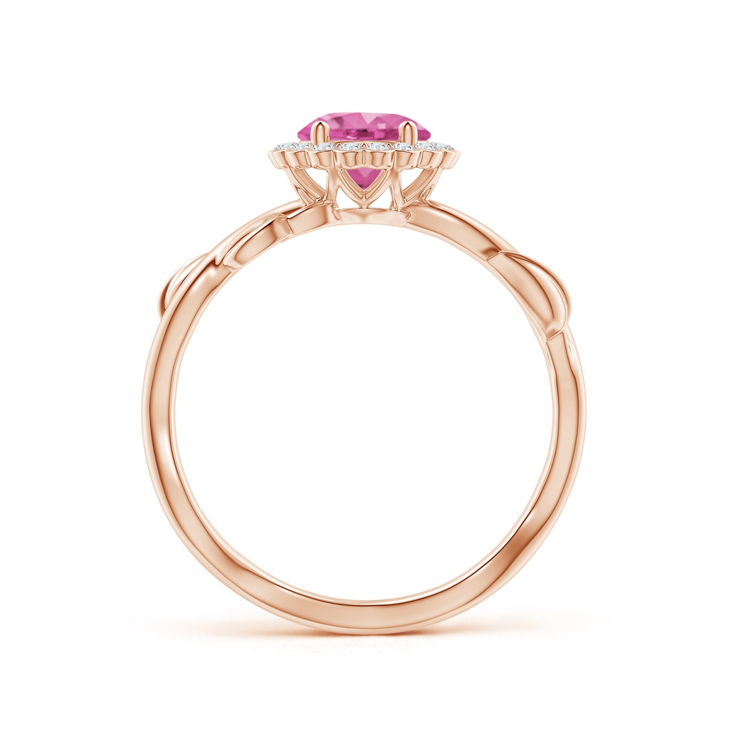 6mm AAA Vintage Inspired Pink Sapphire Flower and Vine Ring in Rose Gold Side-1