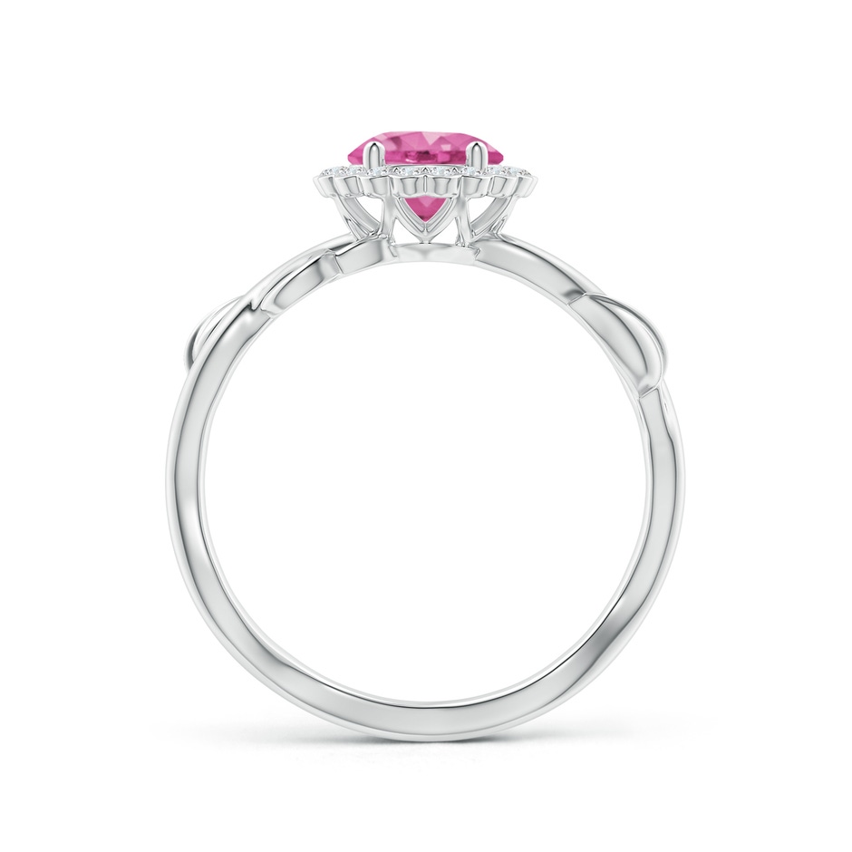 6mm AAA Vintage Inspired Pink Sapphire Flower and Vine Ring in White Gold side-1