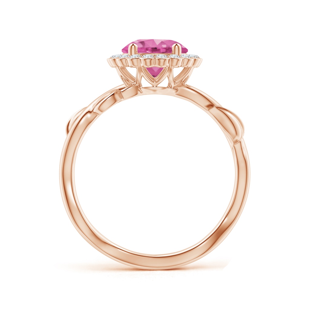 7mm AAA Vintage Inspired Pink Sapphire Flower and Vine Ring in Rose Gold Side-1