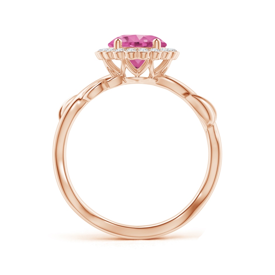 7mm AAA Vintage Inspired Pink Sapphire Flower and Vine Ring in Rose Gold side-1