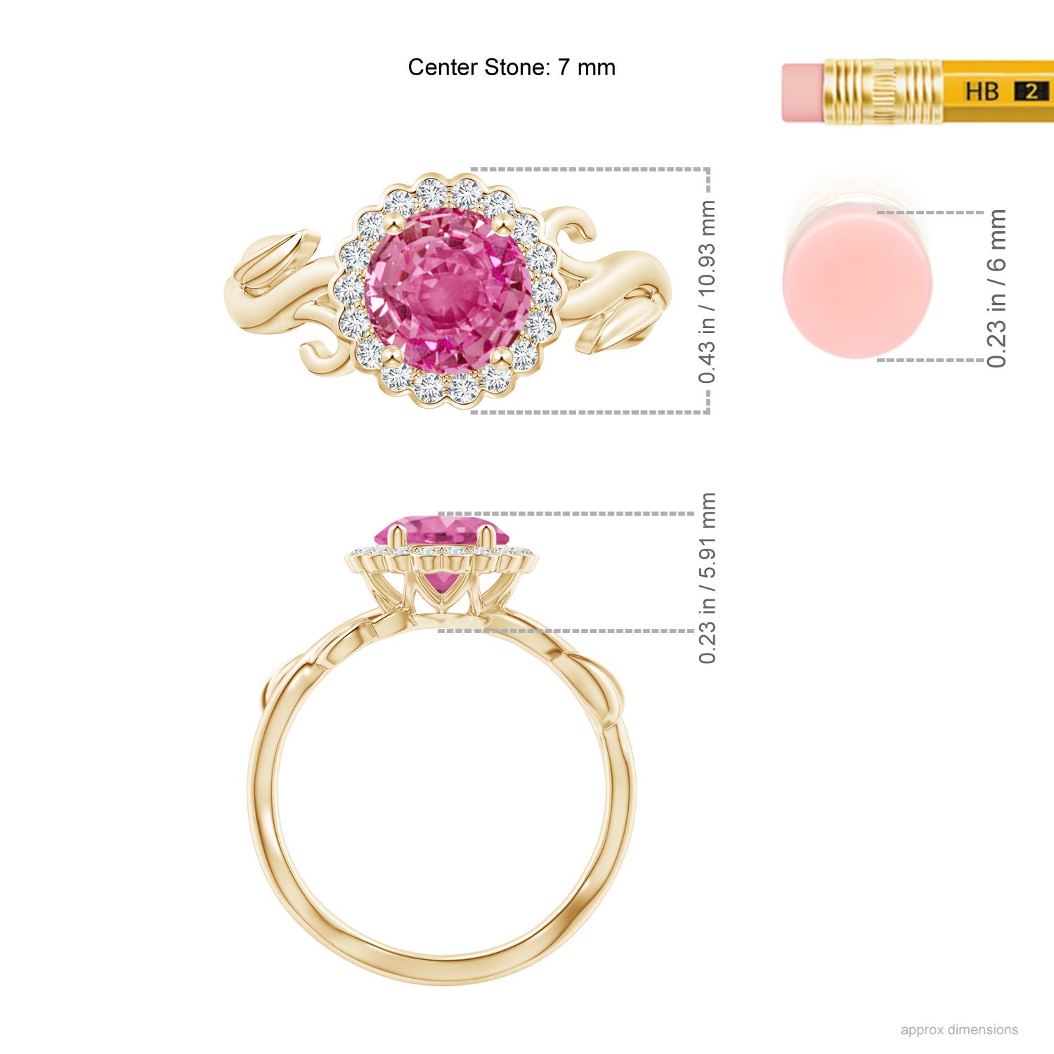 AAA - Pink Sapphire / 1.96 CT / 14 KT Yellow Gold