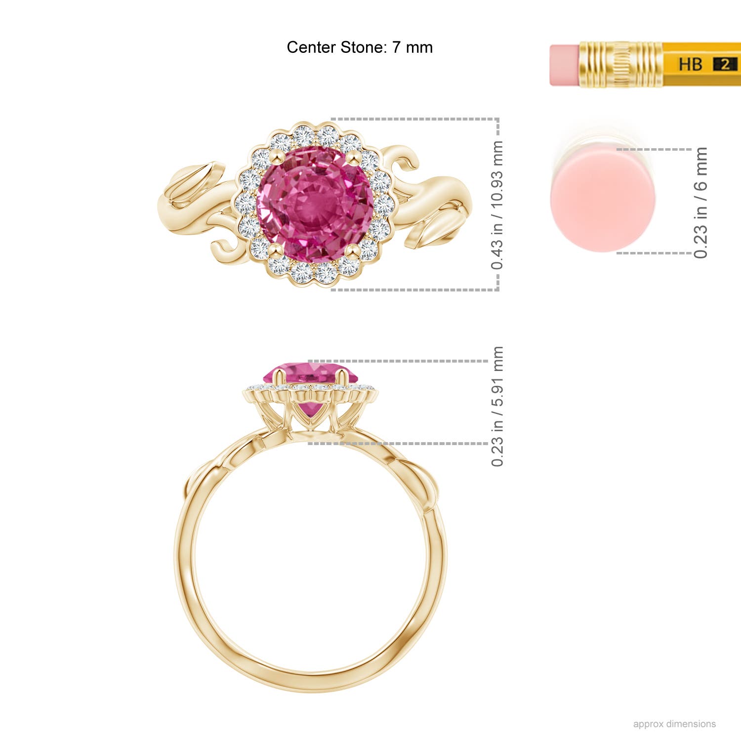 AAAA - Pink Sapphire / 1.96 CT / 14 KT Yellow Gold