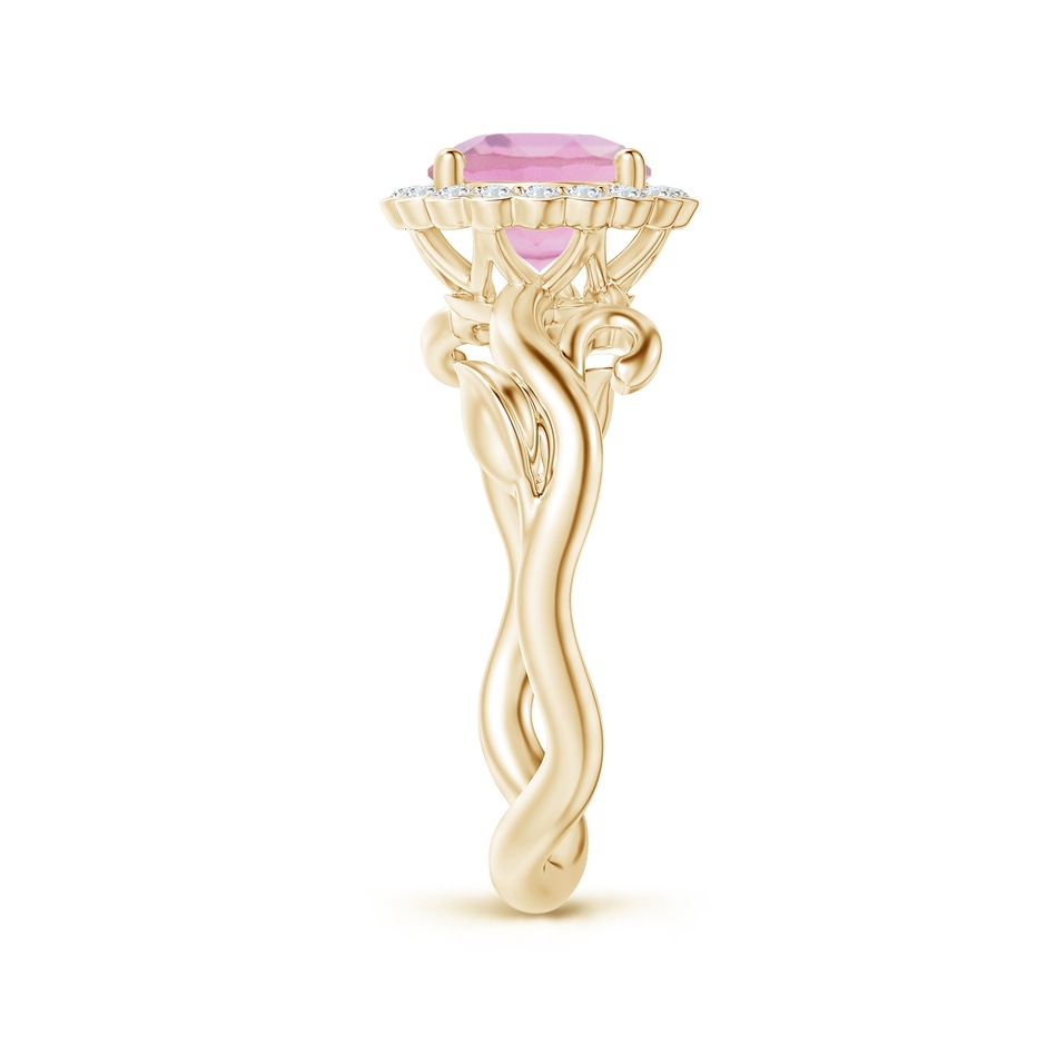 7mm A Vintage Inspired Pink Tourmaline Flower and Vine Ring in Yellow Gold side 2