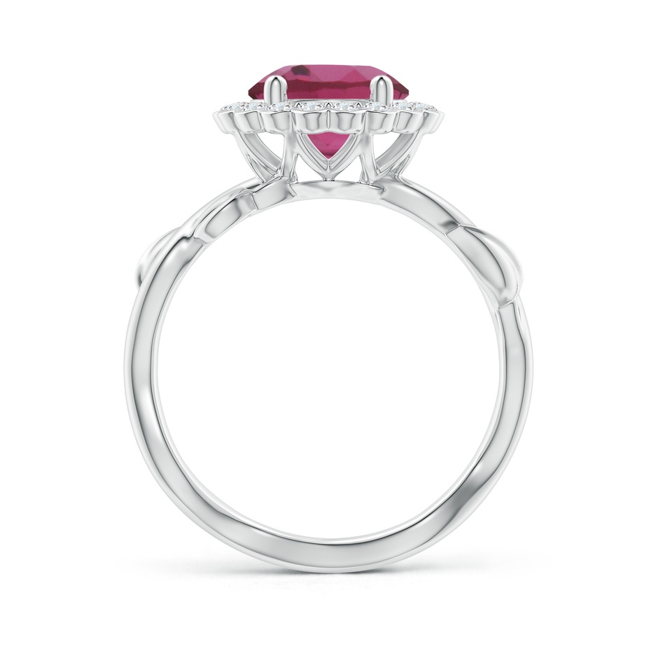 8mm AAAA Vintage Inspired Pink Tourmaline Flower and Vine Ring in White Gold side 1