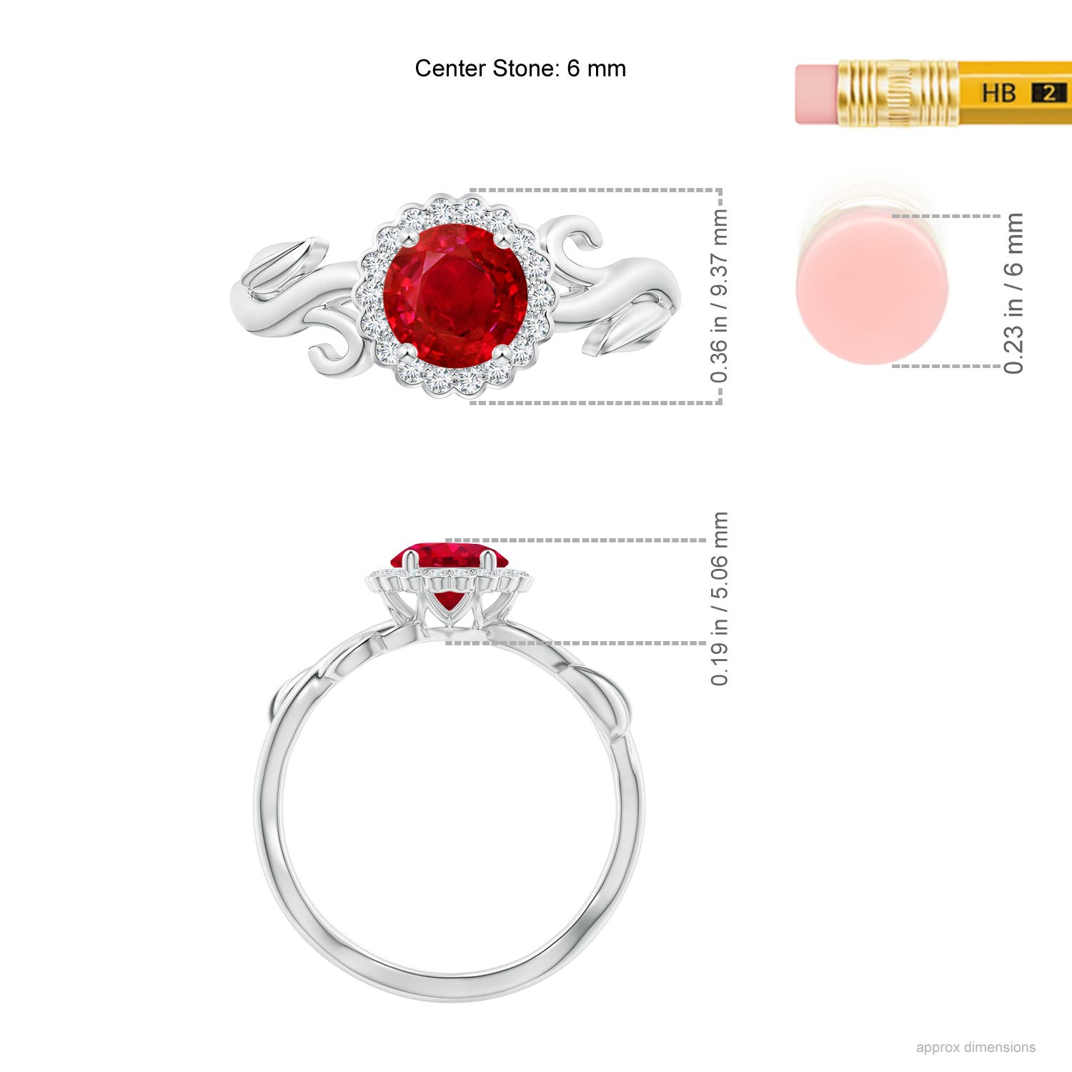 AAA - Ruby / 1.22 CT / 14 KT White Gold