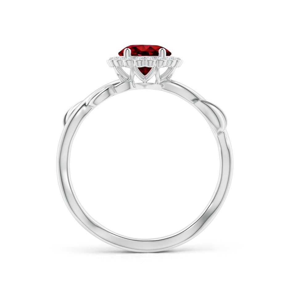 6mm Lab-Grown Vintage Inspired Ruby Flower and Vine Ring in White Gold side-1