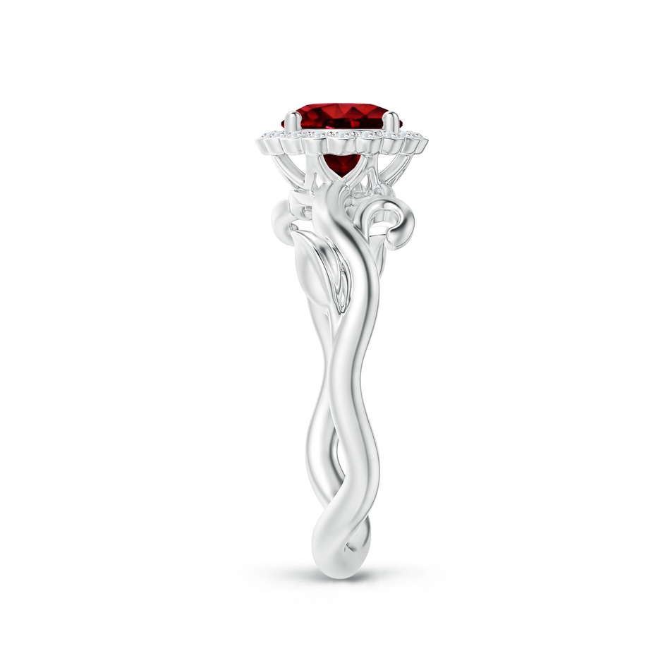 6mm Lab-Grown Vintage Inspired Ruby Flower and Vine Ring in White Gold side-2