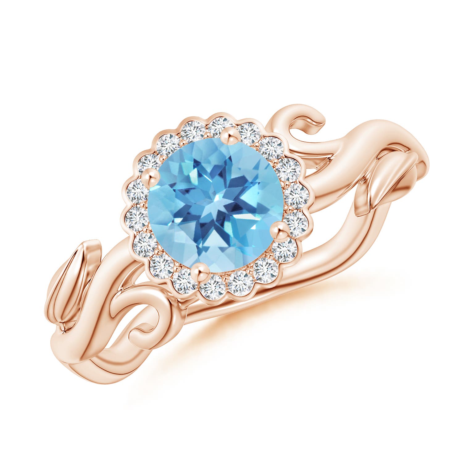 A - Swiss Blue Topaz / 1.17 CT / 14 KT Rose Gold