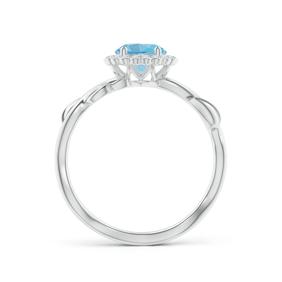 6mm A Vintage Inspired Swiss Blue Topaz Flower and Vine Ring in White Gold side-1