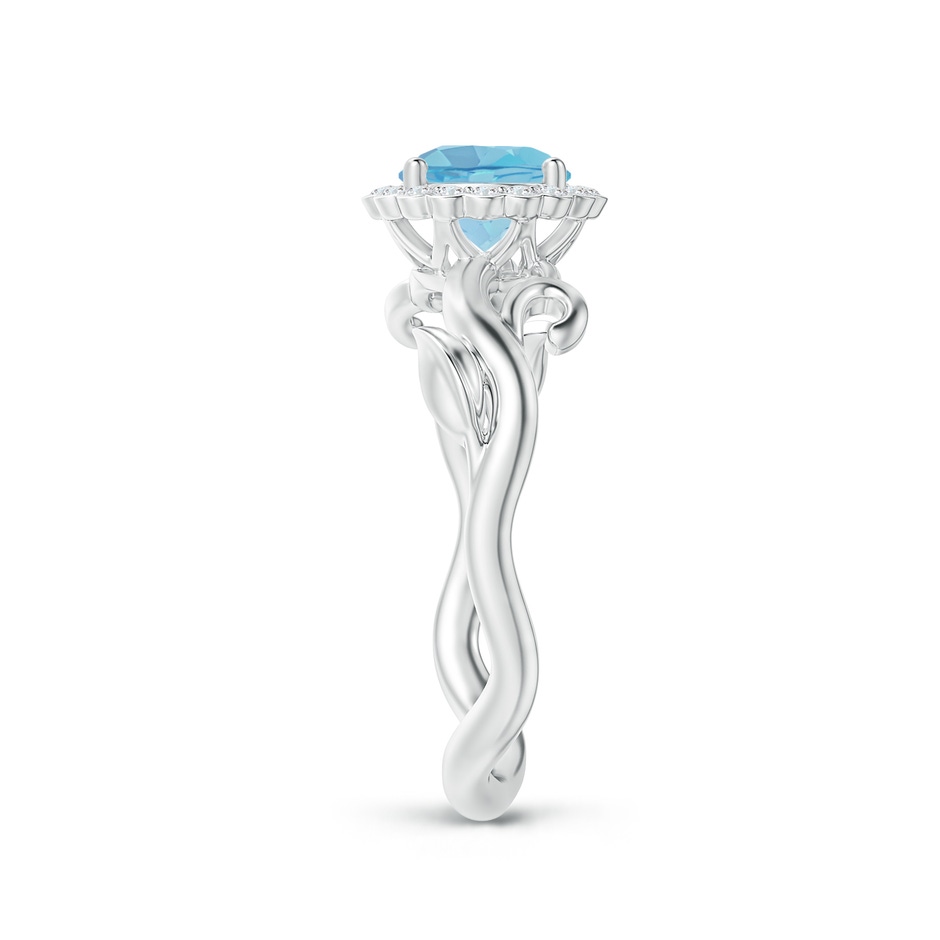 6mm A Vintage Inspired Swiss Blue Topaz Flower and Vine Ring in White Gold side-2