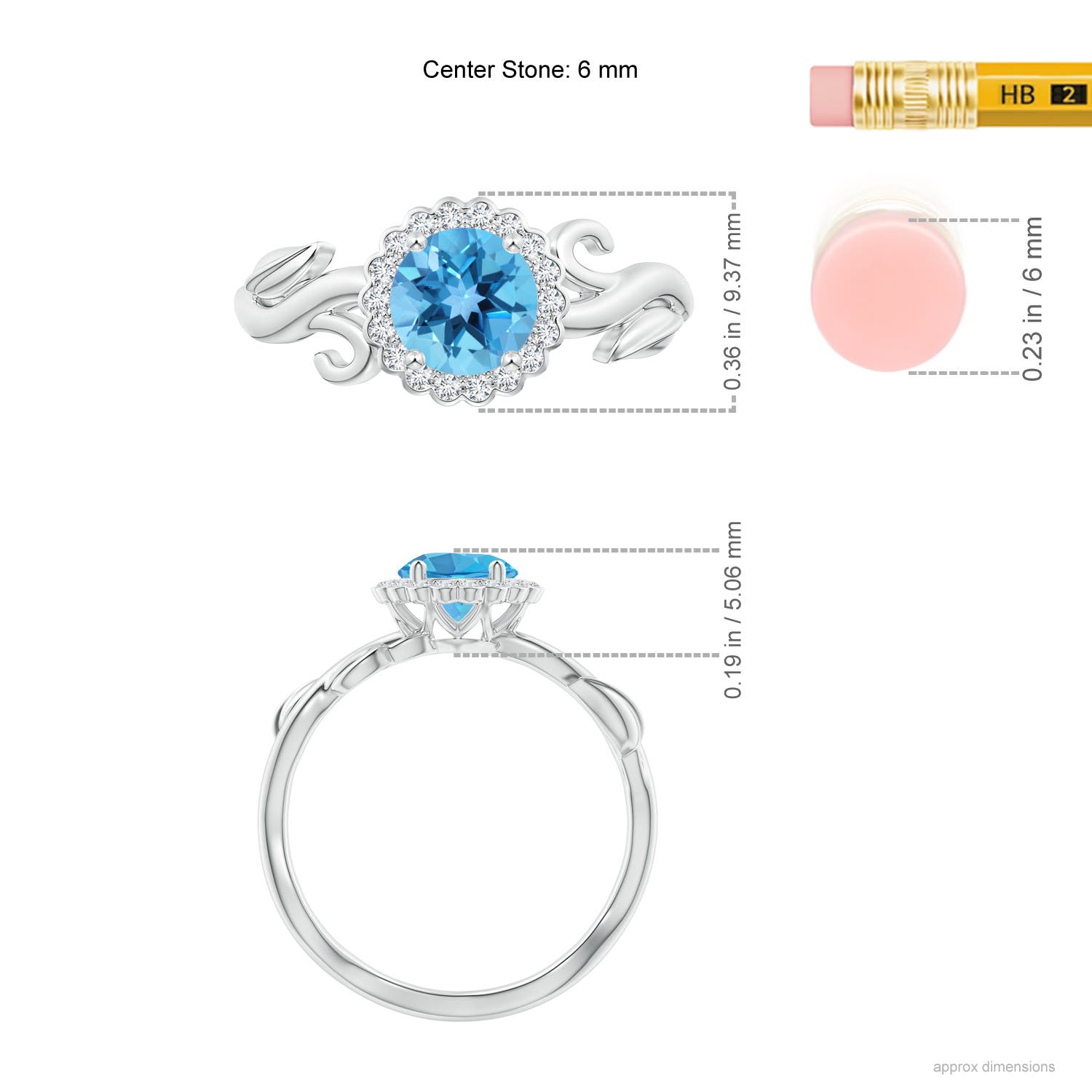 AA - Swiss Blue Topaz / 1.17 CT / 14 KT White Gold