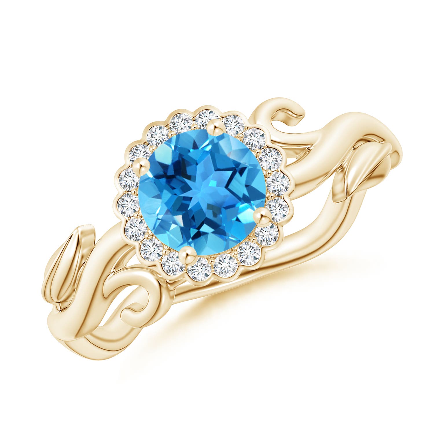 AAA - Swiss Blue Topaz / 1.17 CT / 14 KT Yellow Gold