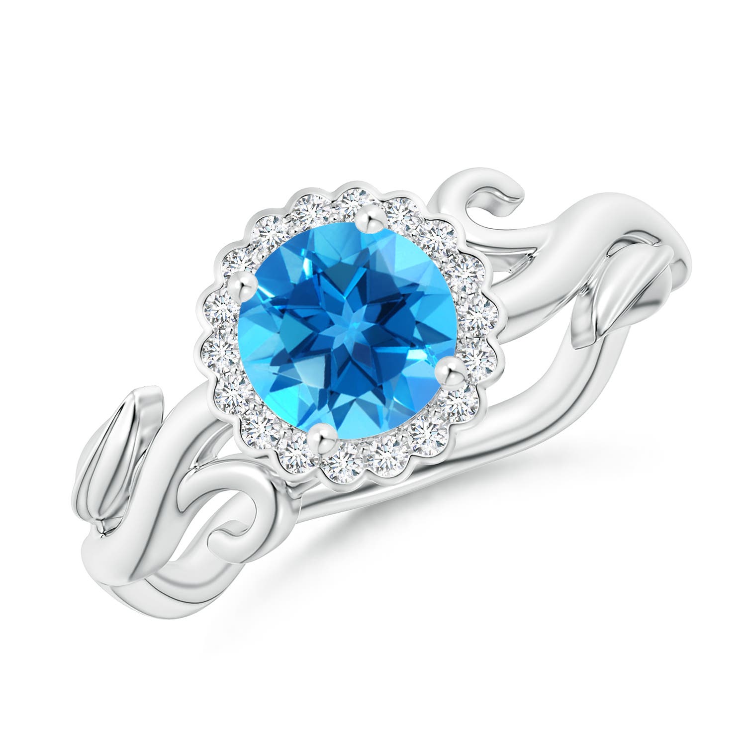 AAAA - Swiss Blue Topaz / 1.17 CT / 14 KT White Gold