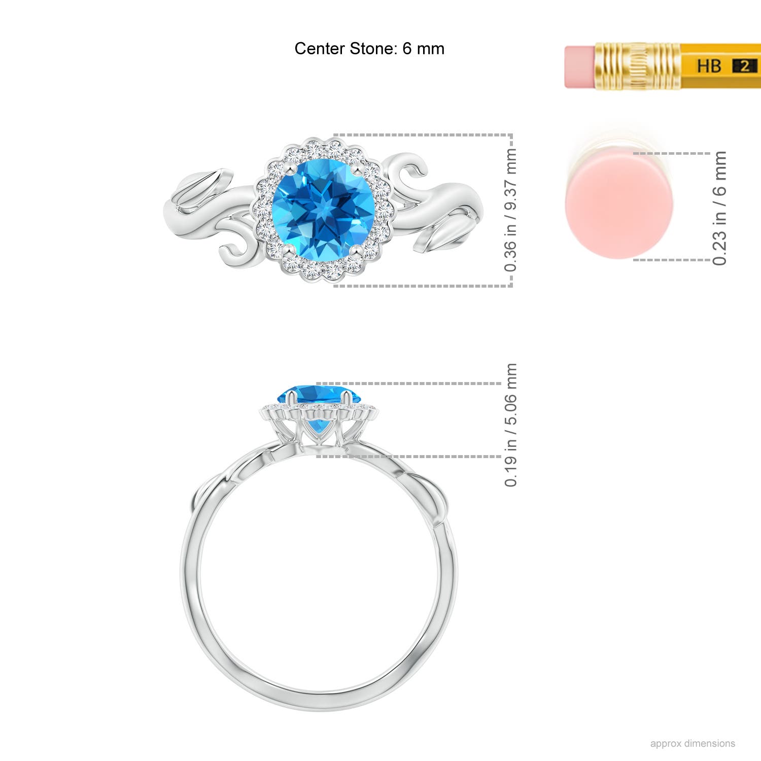 AAAA - Swiss Blue Topaz / 1.17 CT / 14 KT White Gold