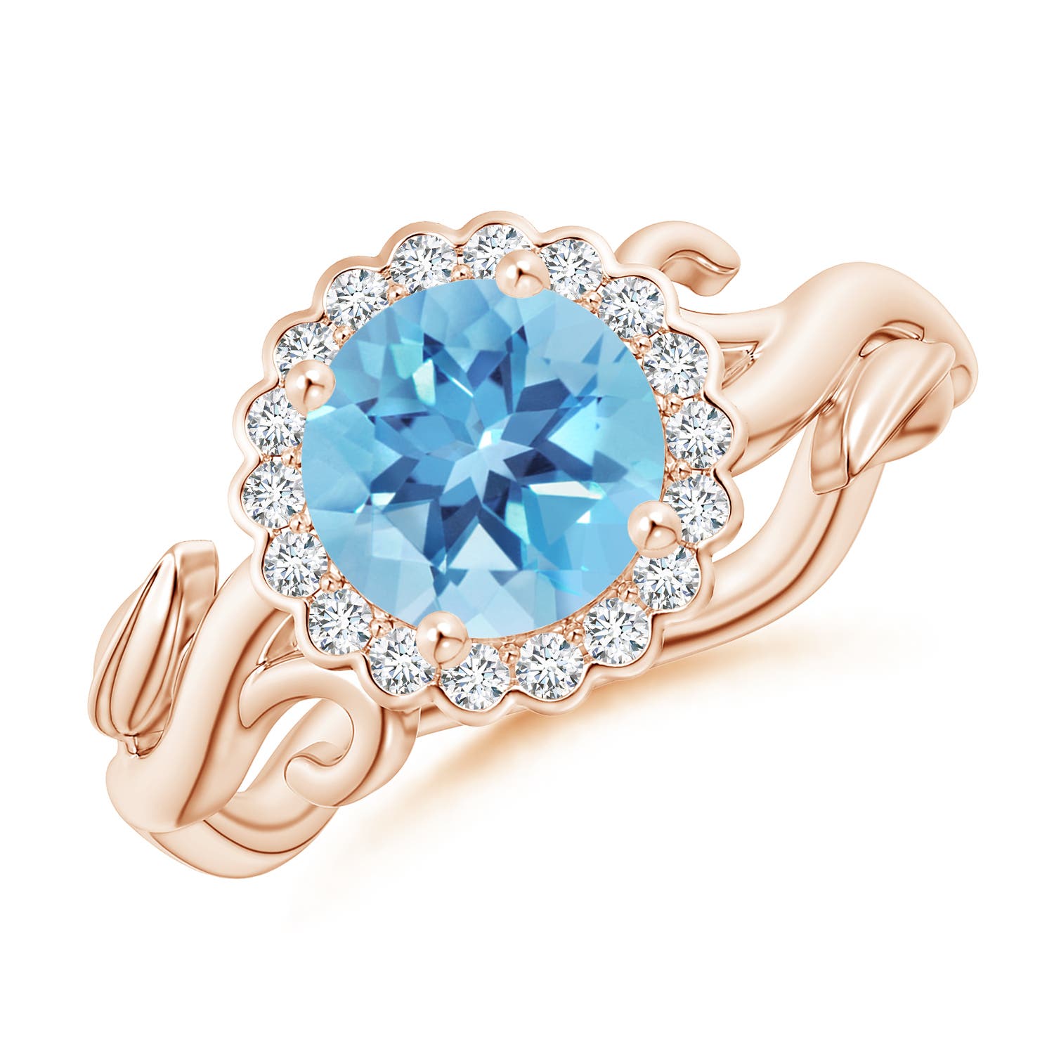 A - Swiss Blue Topaz / 1.91 CT / 14 KT Rose Gold