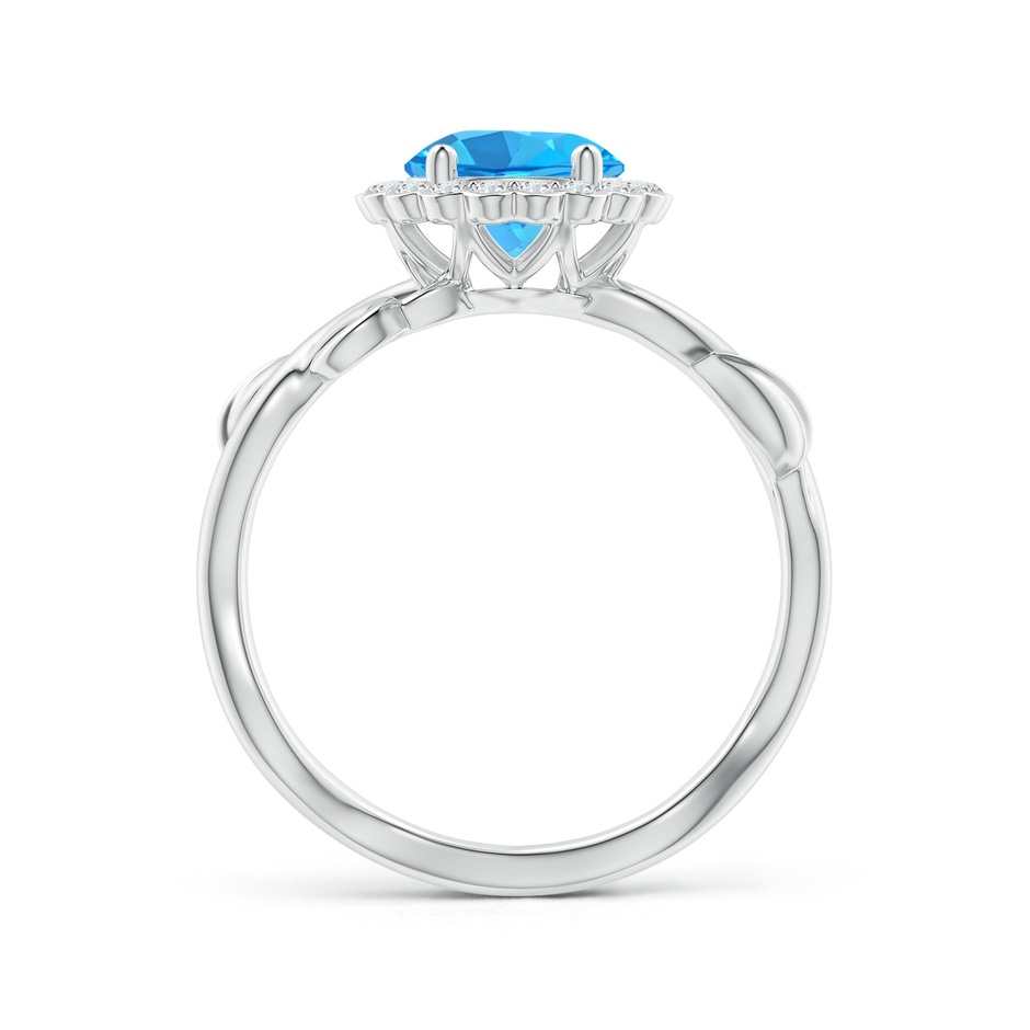 7mm AAA Vintage Inspired Swiss Blue Topaz Flower and Vine Ring in White Gold side-1