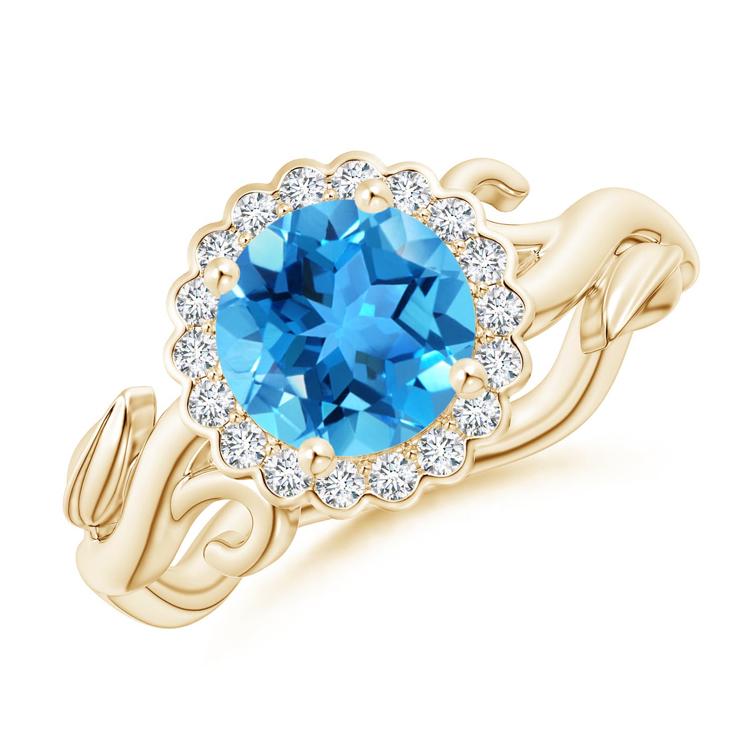 AAA - Swiss Blue Topaz / 1.91 CT / 14 KT Yellow Gold