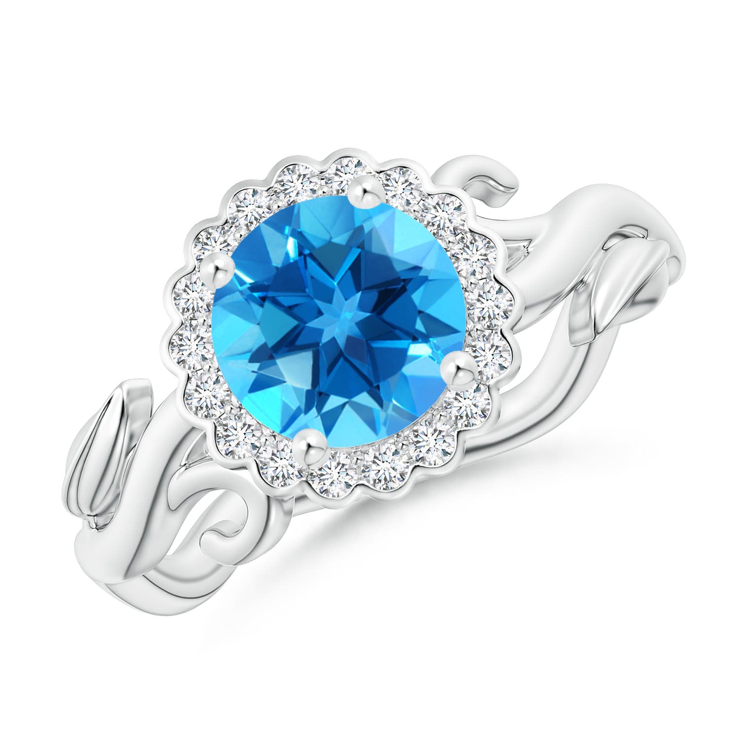 AAAA - Swiss Blue Topaz / 1.91 CT / 14 KT White Gold