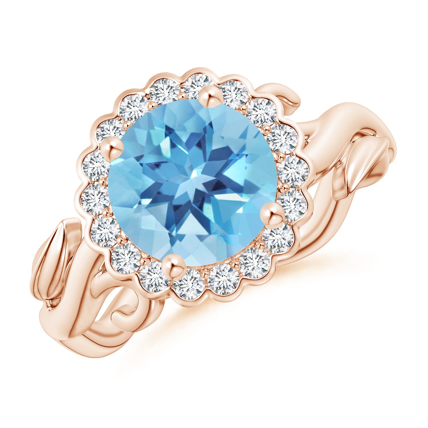 A - Swiss Blue Topaz / 2.85 CT / 14 KT Rose Gold